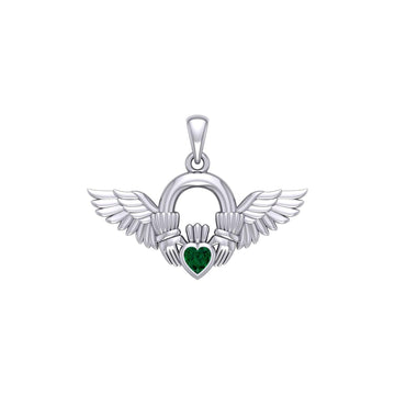 Irish Claddagh with Angel Wing Sterling Silver Pendant TPD5875 - Jewelry
